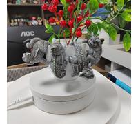TEMU Jardín 4 piezas Pequeño conjunto de dinosaurios para macetas colgantes, artesanías decorativas de resina, adornos, taza colgante, estatua de de jardín