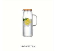 TEMU Jarra de vidrio de 1 pieza, 1000 ml/33.82 oz o 1500 ml/50.73 oz con sellada, para agua, té helado y zumo