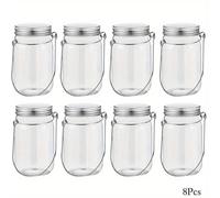 TEMU Jarras de Plástico Mason con Ganchos, 8 piezas, Compatibles para Luces de Cadena, Flores, Cenas Nocturnas, Mesas de Comedor, Decoración Exterior y Accesorios