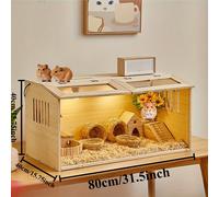 TEMU Jaula de hámster transparente de madera multicapa, adecuada para , jerbos, ratones domésticos y hámsters dorados, con una estructura y una cubierta ventilada. para la exploración libre.