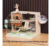 TEMU Jaula de ratón de madera con los accesorios, jaula de ratón de de acrílico, jaula de animales pequeños, jaula de ratón doméstico, jaula de ratón , erizo, escaleras, valla y columpio.