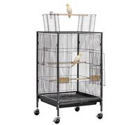 TEMU Jaula para Aves VEVOR, 460 x 460 x 770 mm, Techo Abierto, Jaula de de Hierro con Perchas, Bandeja Extraíble y Comederos de Plástico, Ruedas, para , , , , , Conure