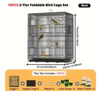TEMU Jaula Plegable para Aves Pet Deluxe Suite con 2 Postes de Estación, 4 Comederos, Bebedero y Diseño Extraíble del Pallet, Múltiples Puertas, , Ideal para Grande, Cacatúas e