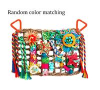 TEMU Jaulas de malla tejida coloridas llenas de juguetes que a los pájaros y loros les masticar, incluyendo varios juguetes para pájaros en la pared, perfectas para conuros y