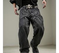 TEMU Jeans bordados para hombre, ideal para Navidad