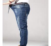 TEMU Jeans de talla grande para hombre, elásticos, halagadores y , que ofrecen un ajuste y elegante en un diseño casual de .