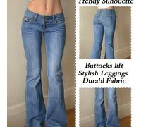 TEMU Jeans Elegantes de Campana para Mujer, Estilo Retro Y2K de Lujo, Ajuste Slim Glúteos, Botón y Remaches, Elásticos, Versátiles para el Trabajo y Citas, Nueva Tendencia Casual de y Moda