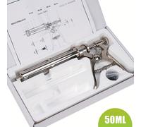 TEMU Jeringa semiautomática de acero inoxidable ajustable y para uso en animales, utilizada para la vacunación de cerdos, y ovejas