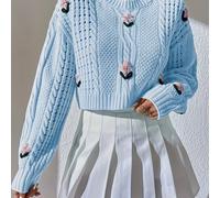 TEMU Jersey de punto corto, suéter casual de cuello de larga, ropa de mujer