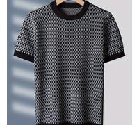TEMU Jersey de punto de manga corta para , otoño e invierno, usable en 3 , solo o como capa base, tejido muy y agradable , jacquard de moda a cuadros de calidad, estilo de diseñador [ OBM]