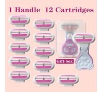 TEMU JiFULI Afeitadora para Mujeres, Hojas de Seguridad Reemplazables de Acero Inoxidable de 3 Capas, Afeitadora Manual de Mango Corto para Bikini, Depiladora para Chicas