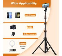 TEMU JOILCAN 88" Extensible con Cabezal Entrenecido, Cuello de Flexible y Soporte para Teléfono para Grabación de Video, DSLR, y Compatibilidad con Smartphone, Versátil para Teléfono y Palo Selfie