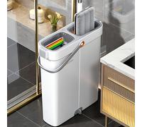 TEMU JOYBOS Kit de Trapeador y Cubeta Delgado para el Hogar, 6 Paños de Microfibra, Utilizable Húmedo o , Ideal para Superficies de Pisos y Ventanas, Limpieza de Trapeado Sin