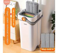 TEMU JOYBOS Mopa y Cubeta Set | de Mopa y Cubeta sin a , para Limpieza de Pisos y Paredes, con 4 Almohadillas de Microfibra Reutilizables, Acero Inoxidable, Adecuado para , Dormitorio, Baño