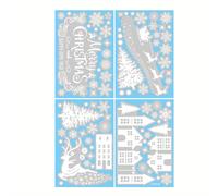 TEMU Juego de 1 de 79 adhesivos estáticos para ventanas con temática navideña, pegatinas de copo de nieve , reno, Papá Noel y árbol, adecuados para decoración de navideño