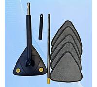 TEMU Juego de 1 pieza que 1 fregona triangular de y 5 paños de limpieza lavables, ajustable y retráctil, para uso doméstico