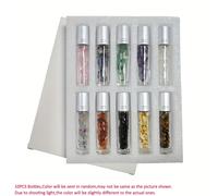 TEMU Juego de 10 frascos recargables de 10 ml para aceites esenciales con bolas de rollo, con chips de cristal y piedras semipreciosas
