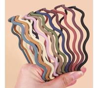TEMU Juego de 11 Diademas Plásticas Mate con Ondas Finas y Dientes para Niñas, Elegantes y Versátiles en Varios Colores Adecuadas para Uso Diario