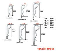 TEMU Juego de 110 de retención, clips en R de resistencia variados, disponibles en tamaños, adecuados para asegurar remolques, cortacéspedes, camiones y más.