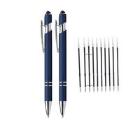 TEMU Juego de 12 bolígrafos estilos retráctiles de metal, que contiene (2 bolígrafos + 10 recambios) punta , escritura , interacción con la pantalla táctil, para mayores de 14 años