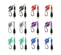 TEMU Juego de 12 Bolígrafos Retráctiles Multicolor con Clip para Pluma, Porta Práctico 3-en-1 y Duradero para Trabajadores, Enfermeras, Profesores, - Tinta Azul