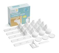 TEMU Juego de 12 cerraduras magnéticas llaves, con instalación sin taladro. cerraduras mejoradas tienen imanes súper fuertes y con adhesivo invisible para asegurar gabinetes y cajones.