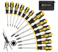 TEMU Juego de 12 Destornilladores Torx Magnéticos Amartisan, Acero , Empuñadura Ergonómica, Tamaños T5-T40 - Ideal para Electrodomésticos y Motocicletas