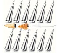 TEMU Juego de 12 moldes de acero inoxidable para hornillos , con tubos de pastelería de y cepillo de limpieza, ideal para hornear croissants, postres y pan, herramientas de cocina esenciales.