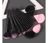 TEMU Juego de 12 Pinceles Multiusos para Maquillaje con 4 Esponjas Ultra Suaves y Esponjas de Maquillaje, Herramientas Completas Portátiles y Resistentes al Polvo