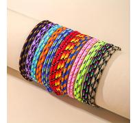 TEMU Juego de 12 Pulseras Apilables Tejidas Étnico y Colorido para Vacaciones en , Uso Diario Unisex