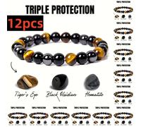 TEMU Juego de 12 pulseras de triple protección - , y , pulseras para , 12 piezas estilo, ideal para regalar a y .