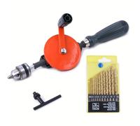 TEMU Juego de 13 brocas con capacidad de 1/4", kit de taladro manual compacto con piniones dobles de acero duradero, para proyectos de carpintería y plástico.