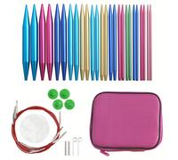 TEMU Juego de 13 de agujas circulares intercambiables, aluminio, 2.75 mm - 10 mm, ganchos, hilos de tejido, herramientas de artesanía de tejido, kit de adiciones de agujas con estuche