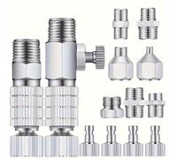 TEMU Juego de 15 piezas de adaptador de aerógrafo metálico, conectores de acoplamiento rápido ajustables, manguera de aire duradera y conveniente para a compresor, de potencia sin carga