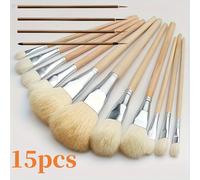 TEMU Juego de 15 pinceles de pelo de del lujo - Pinceles versátiles para mezclar acrílico, acuarela y pintura al óleo, facial y corporal - Suaves, flexibles, fáciles de limpiar, duraderos