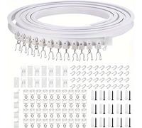 TEMU Juego de 150 piezas de 5m de Flexible para Cortina de Techo con Ganchos - Fácil Instalación, No Necesita Energía, para Decoración del Hogar y Divisores de Habitaciones