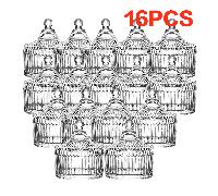 TEMU Juego de 16 portavelas de vidrio con tapas - Ideal para decorar en Navidad, Halloween, Día de Acción de Gracias y para uso doméstico.