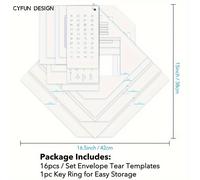 TEMU Juego de 17 piezas de Plantillas para Sobres Todo en Uno; 7 Guías para Sobres + 7 Guías para Plegar + 1 Plantilla de + 1 Plantilla de Alfabeto y Números + 1 Guía para Hacer Sobres con Llavero