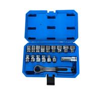 TEMU Juego de 17 piezas de vasos de paso métricos de 10-24 mm, adaptador de vaso de 1/2" y 3/8", barra de extensión de 19 mm y inversor