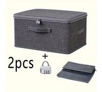 TEMU Juego de 2: 1 de almacenamiento con cerradura y 1 llave. Un contenedor de almacenamiento espacioso, resistente y plegable, para organizar en tu armario y gestionar en