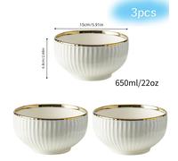 TEMU Juego de 2/3 piezas de cuencos redondos de cerámica para arroz, ensalada y fruta con diseño de dorado, conjunto elegante, adecuado para la la cocina del hogar, regalo festivo