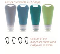 TEMU Juego de 2/4 Botellas Rellenables para Viaje, Tubos Vacíos de 90ml con Mosquetón, Accesorios para Mascotas para Gel de Ducha y Cremas