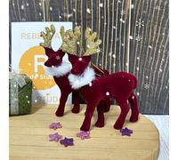 TEMU Juego de 2 Adornos Colgantes Navideños con Bufanda, Pendiente Borgoña Premium para Decoración del Árbol y Exhibición Escritorio