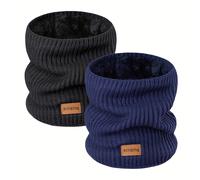 TEMU Juego de 2 bufandas cálidas de punto para el cuello, bufandas de invierno con forro polar para hombres y mujeres - Ideal para actividades al aire libre, uso diario y más