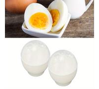 TEMU Juego de 2 Cocedores de Huevos para Microondas - Vasos Blancos para Cocinar Huevos y al Vapor - Una Opción Rápida, Fácil y Nutritiva para Desayuno y Almuerzo - para Lavavajillas y Diseño Compacto