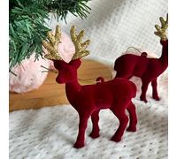 TEMU Juego de 2 colgantes navideños de , elegantes colgantes de vino, decoraciones para árboles de Navidad, colgantes de de tamaño pequeño flocados de , estatuas de para escritorio de oficina