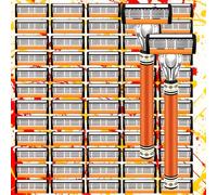 TEMU Juego de 2 de Capacidad Extra, 60 Cuchillas de Repuesto, de Acero Inoxidable de Capas para Hombres, Kit de Herramientas de Depilación Antiarañazos