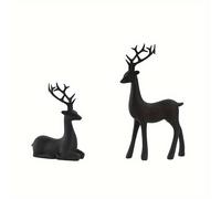 TEMU Juego de 2 Esculturas de Negro - Elegantes Estatuas de para Decoración y Oficina, Perfectas para Navidad, Ventana, Escritorio, Estantería y Exhibición en Mueble de TV