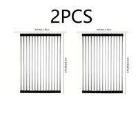 TEMU Juego de 2 escurreplatos plegables enrollables para fregadero - Tapete de acero inoxidable para escurrir platos para organización de encimera de cocina - Accesorio de cocina que ahorra - Sin