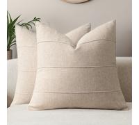 TEMU Juego de 2 fundas de almohada de lino a rayas hechas a , fundas de cojín modernas de estilo para silla, sofá, dormitorio y para decoración del hogar